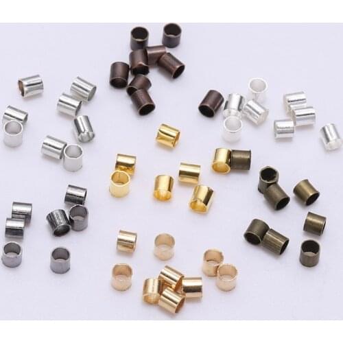 500pcs/lot 1.5 2.0 2.5 mm Alloy Round Crimp Beads Tube Spacer Beads Cord Tip All Beading Wire Connectors For DIY Jewelry Making