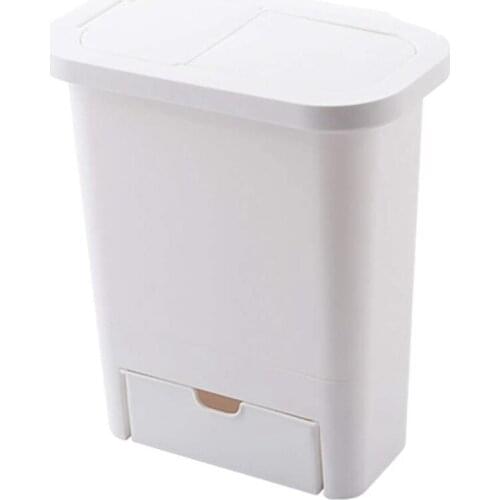 Kitchen Trash Can Cabinet Wall-Mounted Household Bathroom Sealed Trash Basket with Lid (Random Color)
