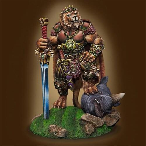 40mm Scale Model Resin Kit Lion Warrior Assembly Models Figure Resin Kit Model Colorless Self-Assembled Toy