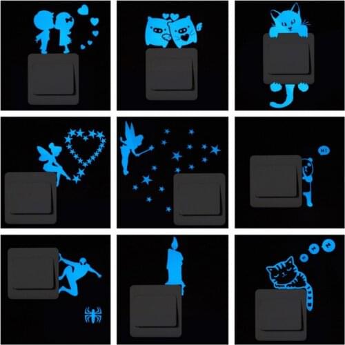 Cartoon DIY Moon Stars Fluorescent Switch Sticker Glow In The Dark Toys Wall Stickers for Kids Rooms Decoration Home Decor