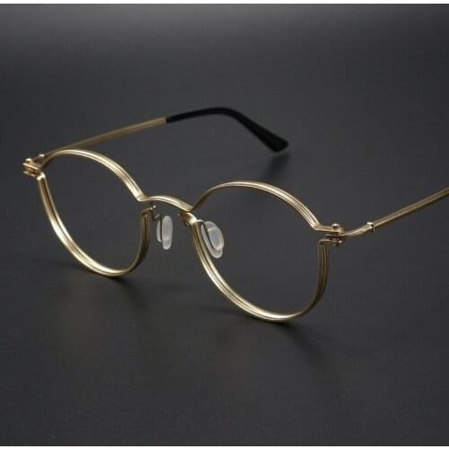 Pure titanium thick-edged high glasses frame Mens Retro Japanese round frames Women Customized myopia color-changing lenses