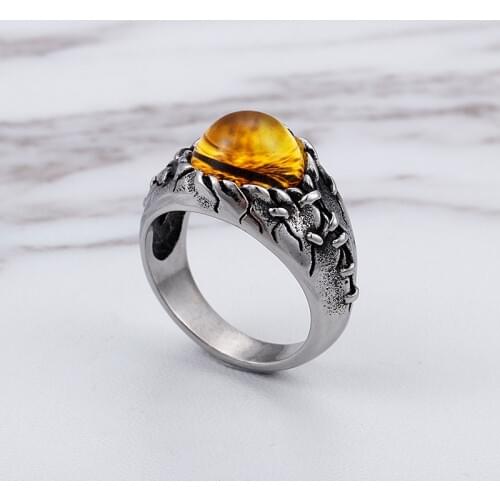 Royal magic mens retro gem ring titanium steel jewelry