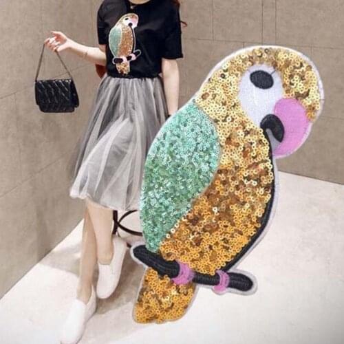 New Large bird sequins patch vintage embroidered applique fashion clothing decoration sew on patch accessories Motif patch