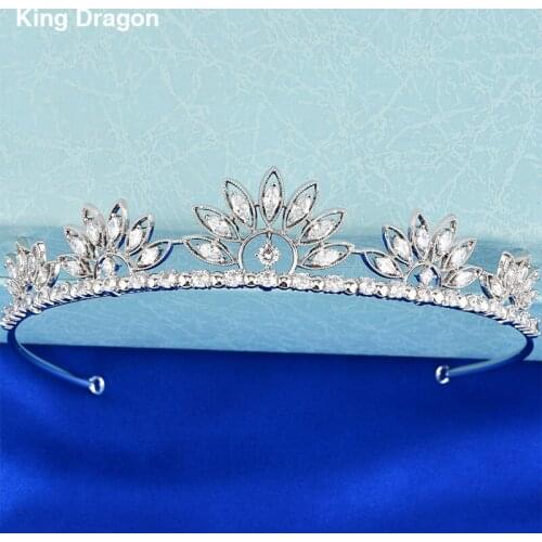 New Arrival Cubic Zirconia Crown Party Jewelry White Gold Color Wedding Bride Corona Hair Accessories CZC-2022