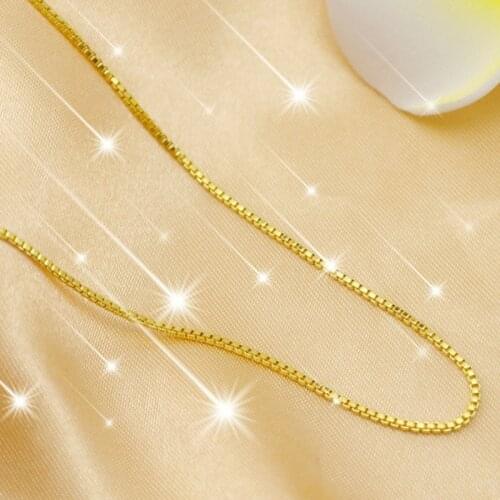 Gold Color Necklace for Women or Men Simple Single Chain Elegant Charm Box Chain for Wedding Fashion Jewelry Necklaces Collares