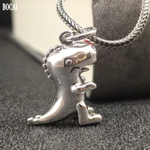 BOCAI New 100% solid s925 Pure Silver Cute Little Dinosaur Pendant Light fashionable Cute Cartoon Man and Woman Pendant