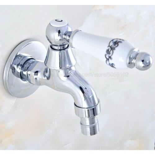 Polished Chrome Wall Mount Washing Machine Taps Bathroom Corner Mop Pool Small Tap Outdoor Garden Cold Water Faucet zav158
