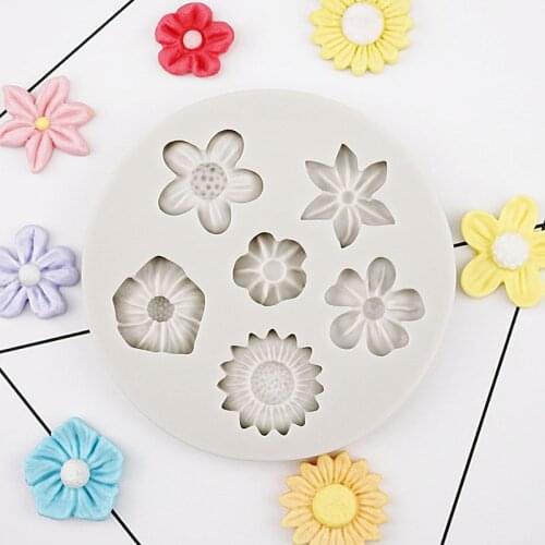 Sunflower Rose Flowers Shape Silicone Mold Cake Border DIY Decoration Chocolate Sugar Craft Polymer Clay Crafts 3D Mould Tools
