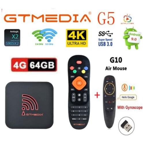GTMEDIA G5 Android 9.0 Smart tv box 2.4G Wifi Quad Core 4K 1080P Full HD Media Player Amlogic S905X2 4GB +64GB ROM Set-Top Box