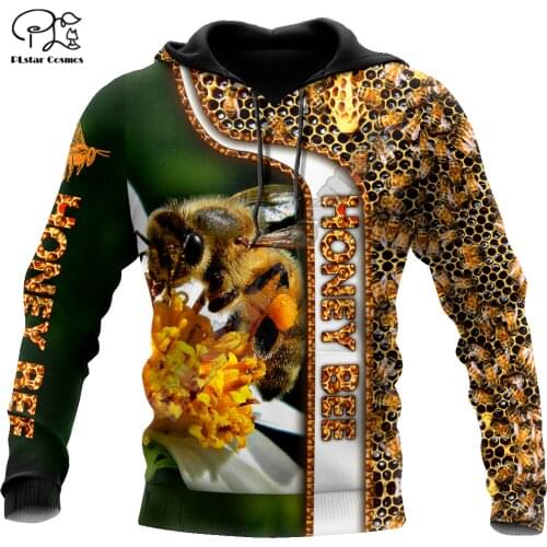 PLstar Cosmos Honey Bees 3D Printed Hoodies Casual Men/Women Zipper Hooded Funny Animal Unisex Brand Streetwear Apparel B3
