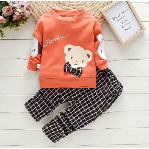 Spring Autumn Fashion Baby Clothing Set Kids Boys Girls Outfits For Infant Cartoon Clothing Cotton Tops+pants 2pcs