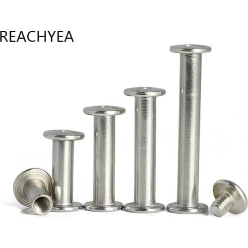 50PCS/lot M5*5/6/8/10/12/15/16/18-100MM Nickel Plated Chicago Screw Stud Rivet Belt Strap Fastener Rivet Assembling Bolt