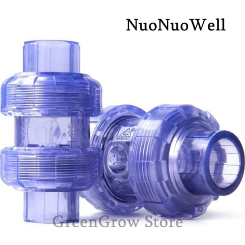 1pc 20~63mm Hi-Quality Transparent UPVC Flap Check Valve Aquarium Tank PVC Union Joint Industrial Water Pipe Non-Return Valve