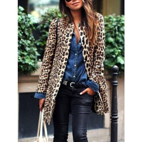 2020 Autumn Spring Fashion Women Coat Leopard O-neck Full Sleeve Long Jackets Street Style Coat Female Harajuku Plus Size Jacket