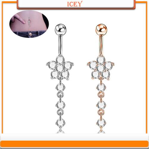 Puncture Ornaments Originality Exquisite Aaa Zircon Pattern Navel Nail Stainless Steel Pendeloque Cut Navel Nail