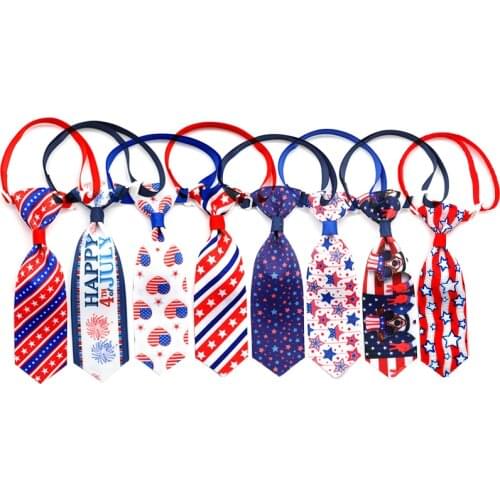 100pcs Stripes Stars Dog Ties 4th of July Dog Accessories Pet Cat Dog Bow Ties Neckties Pet Supplies