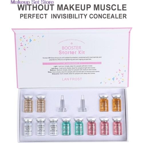 12Pcs/Set Dermawhite BB Cream Glow Behandling Starter Kit Stayve Liquid Foundation For Skin Whitening Brightening Ampoule Serum