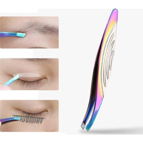 2pc/Stainless steel tweezers clip blackhead acne dual-use eyebrow clip eyebrow beard eyebrow hair clip grafted false eyelashes