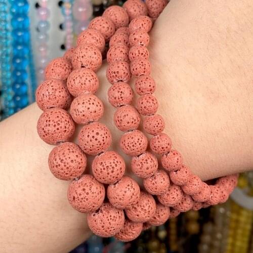 6-12mm Dull Polish Natural Red Volcanic Rock Lava Stone Loose Spacer Matte Beads For Jewelry Making Diy Accessories 15