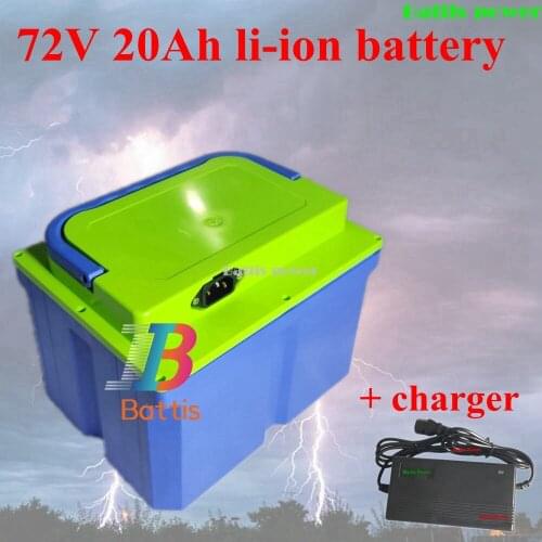 72V 20Ah li-ion power battery pack with 30A BMS portable for electric car Tricycle electric bike motocycle + 3A charger
