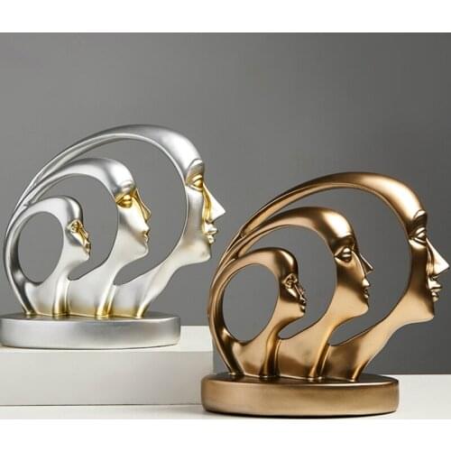 Abstract Face Sculpture Statue Resin Couple Model Modern Home Decoration Accessories Living Room Office Decoration Art Work Gift