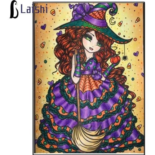 Diy diamond painting Cartoon cute witch rhinestone mosaic cross stitch 5d embroidery kits full square round drill home decor