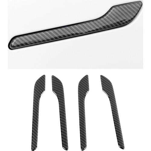 Car Accessories ABS Carbon Gate Door Handle Trim Frame Sticker Cover Exterior Decoration Moulding for Tesla Model 3 2017-2020