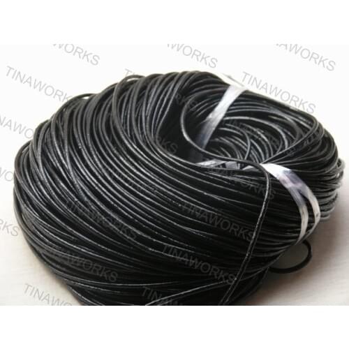 FREE SHIPPING 100m Black Real Leather Necklace Cord/String Without Clasp 3.0mm