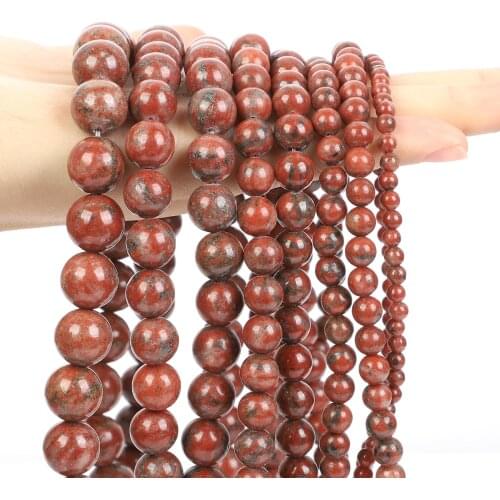 Natural Sesame Stone Bead Smooth Round Loose Spacer Bead For Jewelry Making DIY Bracelet Necklace Charm Accessorie 4/6/8/10/12MM