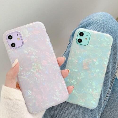 Gimfun Colorful Crystal Shell Marble Phone Case for iPhone 11 Pro 7 8plua X SR XS Max Glitter Bling Soft Tpu Case Back Cover