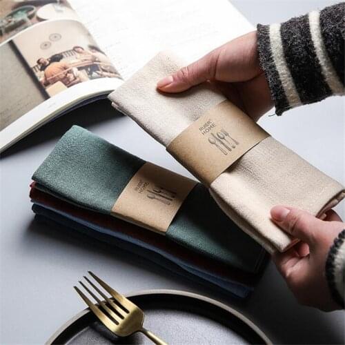 Cotton Linen Cloth Table Napkin Polyester Handkerchief Cloth for Diner Party Xmas Solid Cup Dishes Napkins Table Decorative