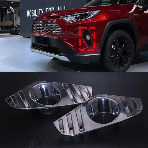 JEAZEA Car Front Foglight Fog Light Lamp Cover Cap ABS Chrome Frame Bumper Trim Decoration Fit For Toyota RAV 4 RAV4 2019-2020