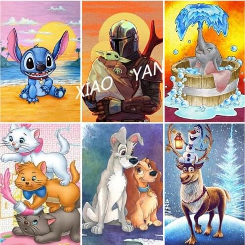 Disney 5D DIY Diamond Painting Painted Cartoon Multi-character Image Full Circle Diamond Embroidery Handmade Interior Decoration