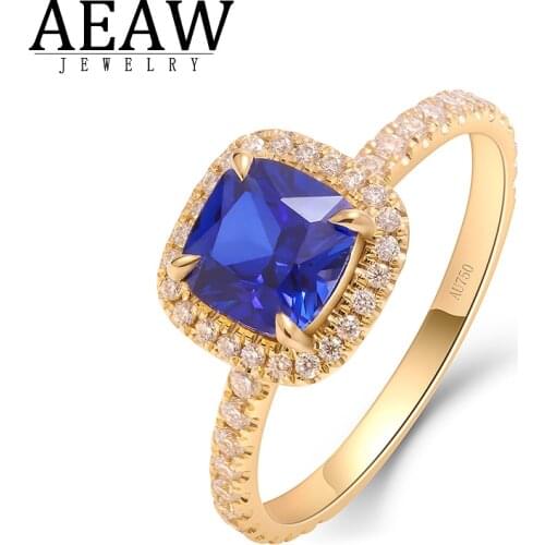 2.0carat Cushion Cut Lab Sapphire Enaggament Wedding Ring Set with Miossanite Diamond Fine Ring for Lady Real 14k Yellow Gold