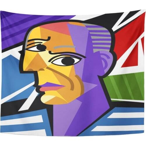 Colorful Picasso Cubist Great Artist Portrait Painting Cubism Modern Tapestry Home Decor Wall Hanging for Living Room Bedroom