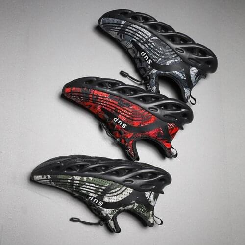 Mens Shoes Fashion Casual Sneakers Outdoor Trend Breathable Sport Shoes Lace-up Cushioning Non-slip Sole Jogging Footwear