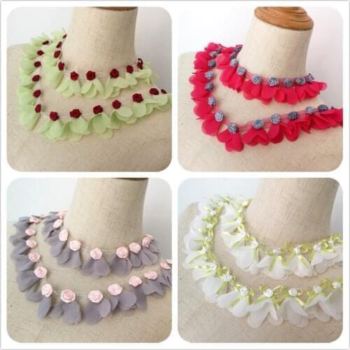 2Meters/lot 3.5 cm wide colorful flower petal lace accessories home clothes pet bib collar trim lace SC807