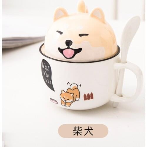Ceramic Cup with Lid Spoon Cute Large Capacity Coffee Mug Personality Creative Trend Couple Cup Student Gift Cup Cartoon
