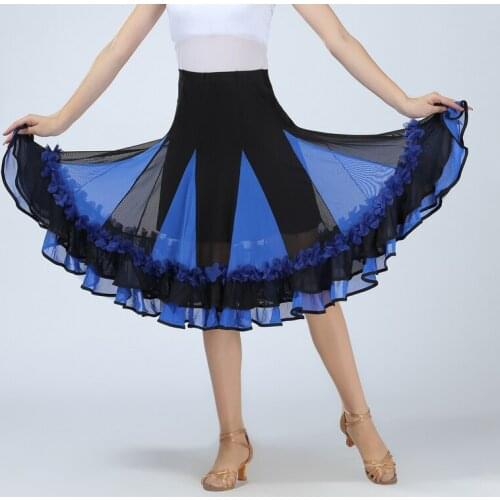 Lady Flamenco Ballroom Waltz Practice Dance Skirt Big Swing Modern Costume for Women