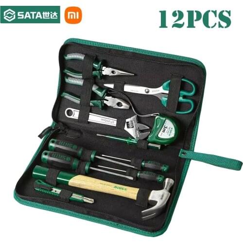 From Xiaomi Youpin SATA Household tool set 12pcs Manual Hardware tool box Household Maintenance plumber Tool kits