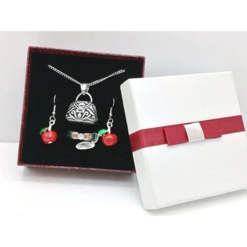 18PCS Rectangle White + Red Earrings Necklace Pendant Ring Set Boxes Jewelry & Jewelry Gift Set Box160x130 x30MM "Fashion