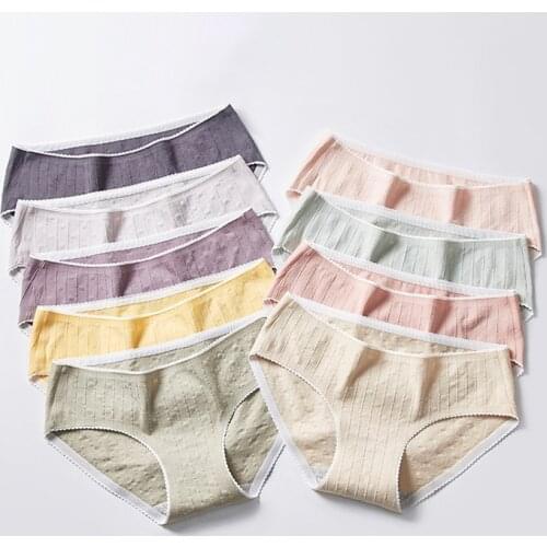New Cotton Womens Underpants Low Waist Sexy Cotton Panties Seamless Breathable Briefs Vertical Anti Bacteria Female Underwear