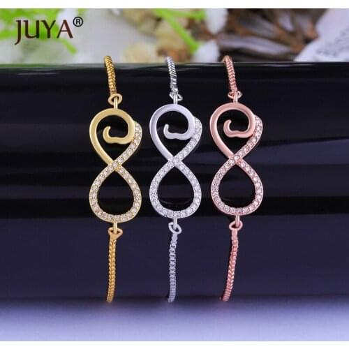 New Fashion Zircon Infinity Bracelets Bangles for Girls Adjustable Chain Bracelet Adjustable Women pulseras mujer