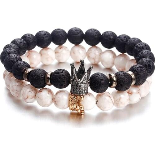 New fashion personality bracelet for women or men trendy jewelry volcanic stone alloy crown vintage bracelet gift ns63