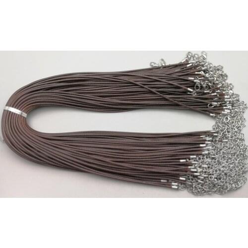 Wholesale fashion 2mm Wax Leather Cord Necklace 45cm deep coffee Lobster Clasp Rope Chain Jewelry Accessories 100pcs/lot
