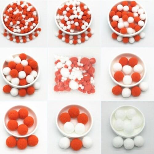 Orange Red White Pompom Fur Craft DIY Soft Pom Poms Crafts Pompones Ball Wedding Decor Glue on Cloth Accessories 8mm To 30mm 20g