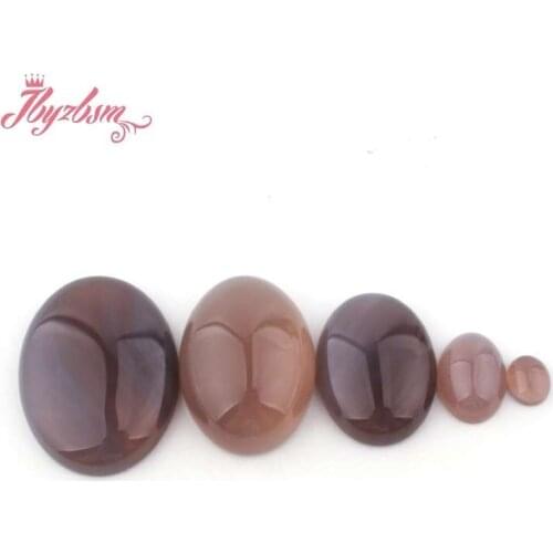 Oval Round Gray Agates CAB Cabochon Flatback Dome Undrilled Natural Stone Beads For DIY Pandandt Earring Ring Jewelry Making 5pc