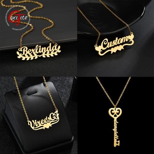 Goxijite Personalized Name Heart Necklace For Women Custom Stainless Steel Key And Stethoscope Nameplate Necklaces Unique Gift