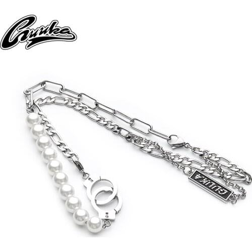 Guka pearl necklace mens and womens fashion brand I Lu Ke Rans hip hop clavicle army brand chain