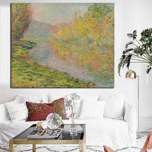 Print Claude Monet Jeufosse in Autumn Impressionist Landscape Oil Painting on Canvas Poster Wall Picture for Living Room